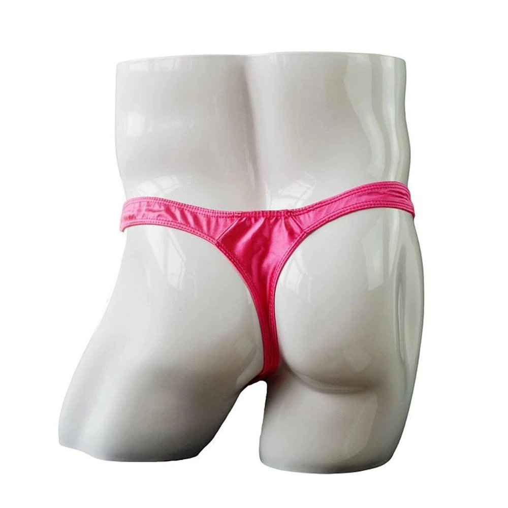 2 Men's Silky Satin Thongs, Pink & Rose, 24"-34"